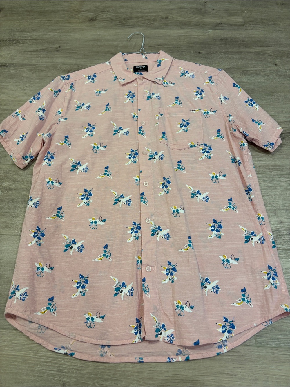 Men's Hurley Pink Floral Button-Up Shirt